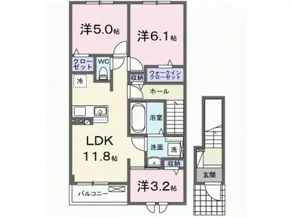 ティール(3LDK/2階)の間取り写真