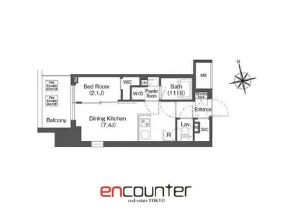 バウスステージ中野(1DK/4階)の間取り写真