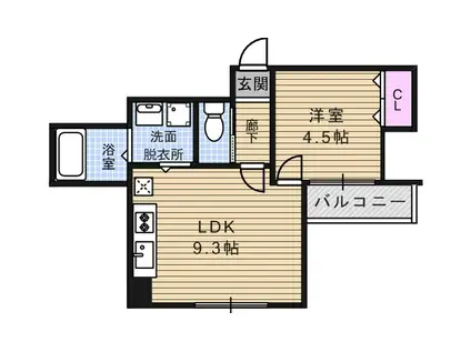 リバーライズ上本町(1LDK/2階)の間取り写真