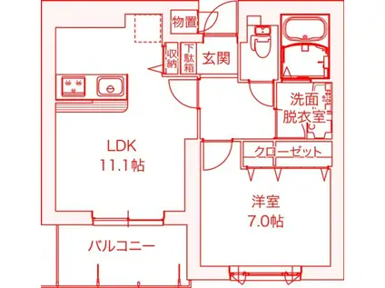 ホワイトアーミン湘南(1LDK/1階)の間取り写真