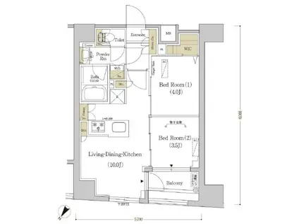 アーバネックス日本橋水天宮(2LDK/9階)の間取り写真