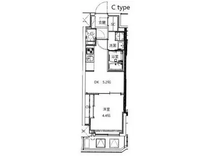 レアライズ町屋(1DK/3階)の間取り写真