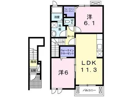 ウェルス ガーデンII(2LDK/2階)の間取り写真