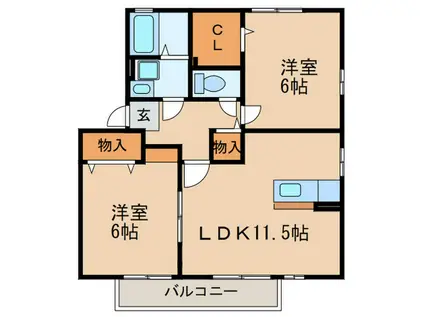 グランシャリオ(2LDK/2階)の間取り写真