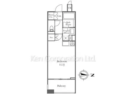プライマル渋谷桜丘(ワンルーム/3階)の間取り写真