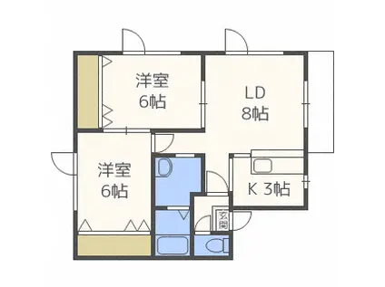 ノースヴィラ発寒(2LDK/2階)の間取り写真