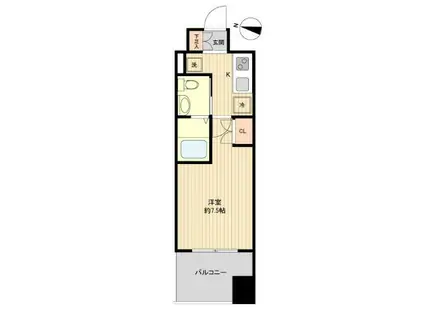 レジディア仙台上杉(1K/14階)の間取り写真