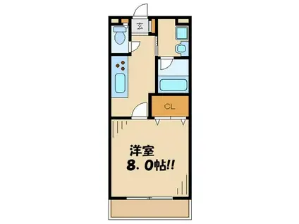 PUREWING(1K/1階)の間取り写真