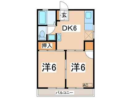 カーサフェリス(2DK/2階)の間取り写真