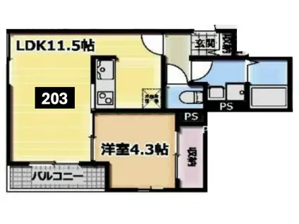 アリビオ五反野(1LDK/2階)の間取り写真