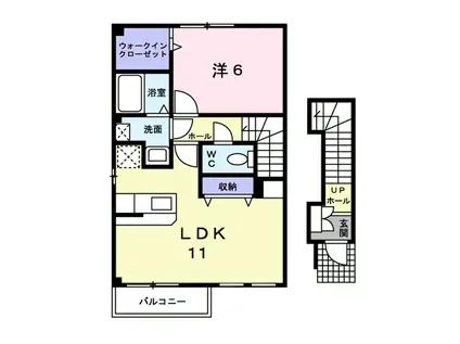 エクセレントKURA(1LDK/2階)の間取り写真