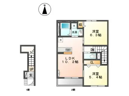 BONNE CHANCE(2LDK/2階)の間取り写真