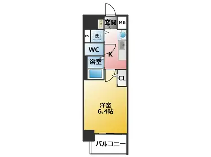 プレサンス名古屋STATIONビジュ(ワンルーム/8階)の間取り写真