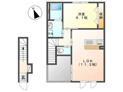 シュエットI(1LDK/2階)の間取り写真