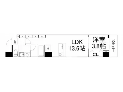 エムヒルズ本町東(1LDK/11階)の間取り写真