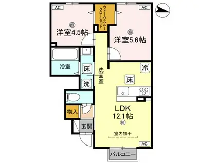 LE CIEL(2LDK/1階)の間取り写真