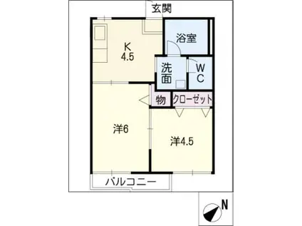 コーポ城西(2K/1階)の間取り写真