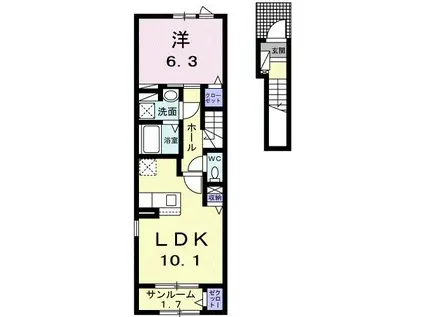メイ・サード(1LDK/2階)の間取り写真