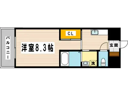 プリーモ天神(1K/4階)の間取り写真