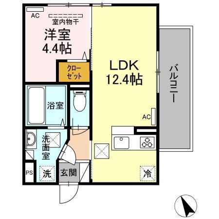 グレンディールIII(1LDK/1階)の間取り写真