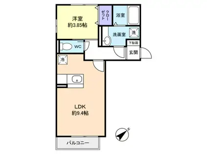 JOY NARASHINO(1LDK/2階)の間取り写真