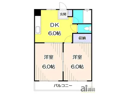 コーポ嶋田I(2DK/1階)の間取り写真