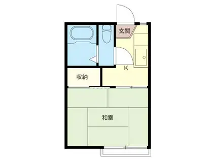 東急池上線 蓮沼駅 徒歩12分 2階建 築42年(1K/1階)の間取り写真