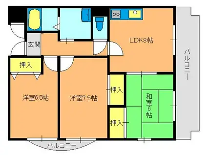 H・Tハイライズ(3DK/3階)の間取り写真