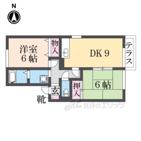 ファミールスギモトⅠ(2DK/2階)の間取り写真