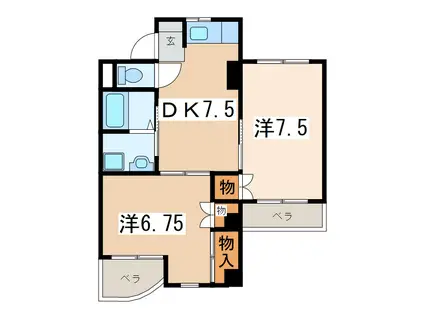 メゾンエスポワール(2DK/1階)の間取り写真