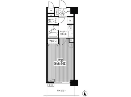 プリマベーラ王子(1K/4階)の間取り写真