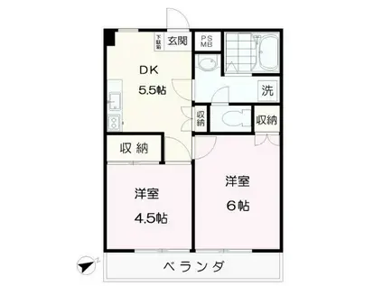 メゾンあいだ(2DK/4階)の間取り写真