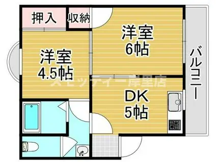 東加賀屋マンション(2DK/4階)の間取り写真