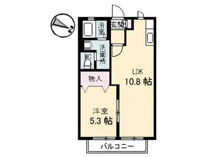 ブリランテ東福山(1LDK/2階)の間取り写真