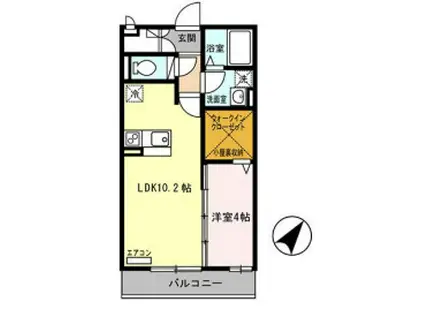 プレミール北信太(1LDK/2階)の間取り写真