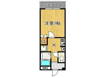 サンルピナス2号館(1K/3階)の間取り写真