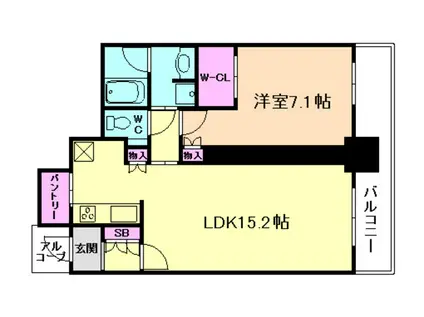 グランドメゾン新梅田タワー(1LDK/5階)の間取り写真