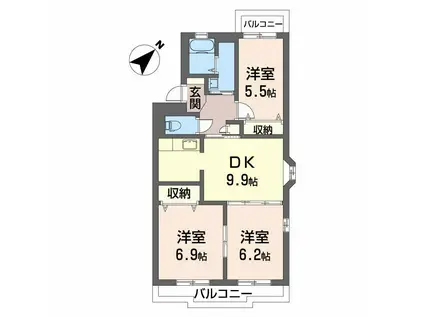 DM41(3DK/1階)の間取り写真