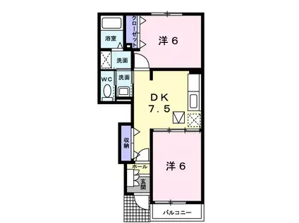 カーサアルパ(2DK/1階)の間取り写真
