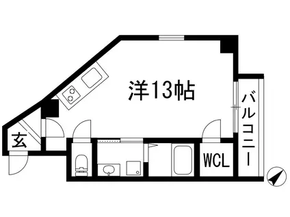 エレガンテ宝塚(ワンルーム/4階)の間取り写真