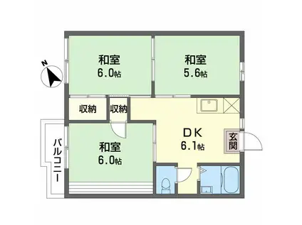フォーブル吉村 A棟(3DK/2階)の間取り写真