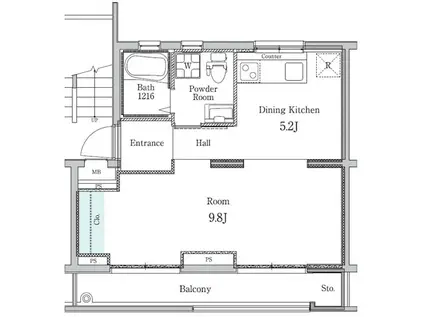 いろどりの杜(1DK/3階)の間取り写真