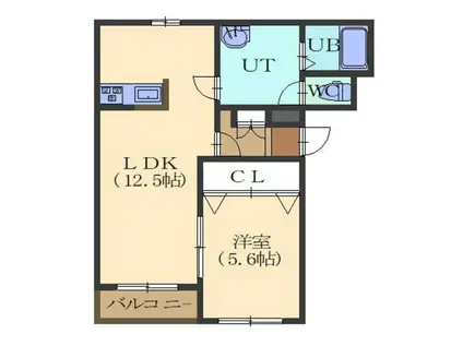 アンセリジェII(1LDK/1階)の間取り写真