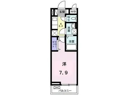 ゴールドプレイスA棟(1K/3階)の間取り写真