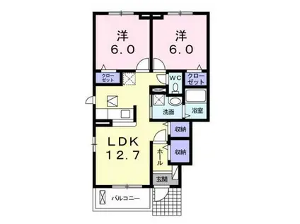 リブェールシノIV(2LDK/1階)の間取り写真