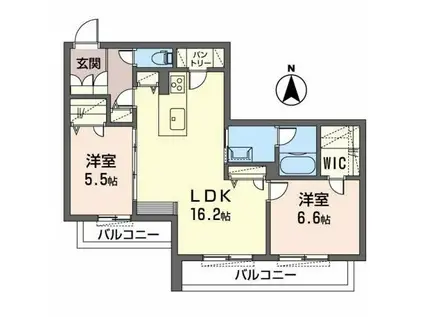 セントリビエ小白水(2LDK/2階)の間取り写真