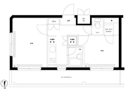 ルーブル早稲田弐番館(2K/4階)の間取り写真