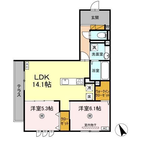 DS LIEN  D(2LDK/1階)の間取り写真