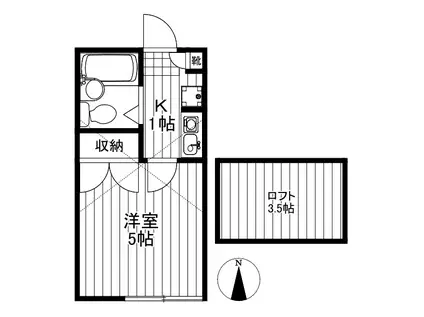 シャーロットタウン(1K/2階)の間取り写真