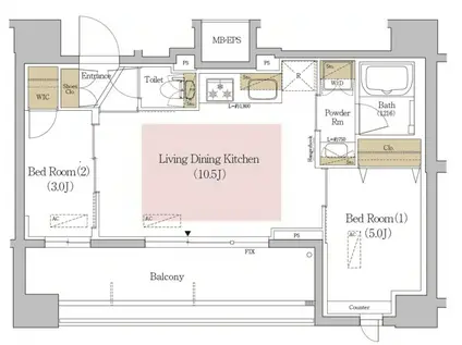 アーバネックス文京本郷(2LDK/10階)の間取り写真